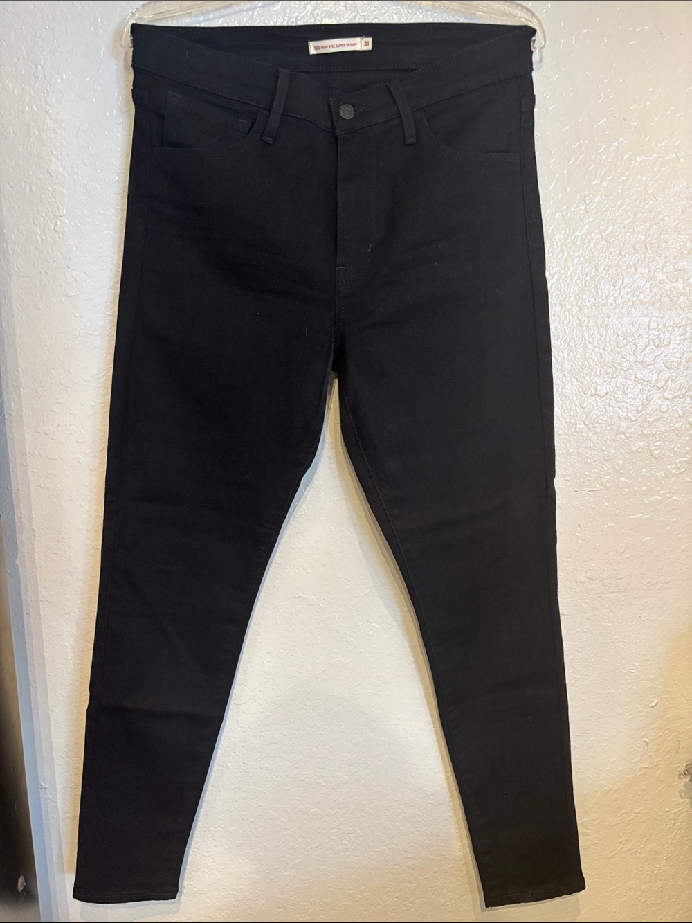Levi's 720 High Rise Super Skinny Jeans Black Denim Size 31 Waist 31x28 Pants